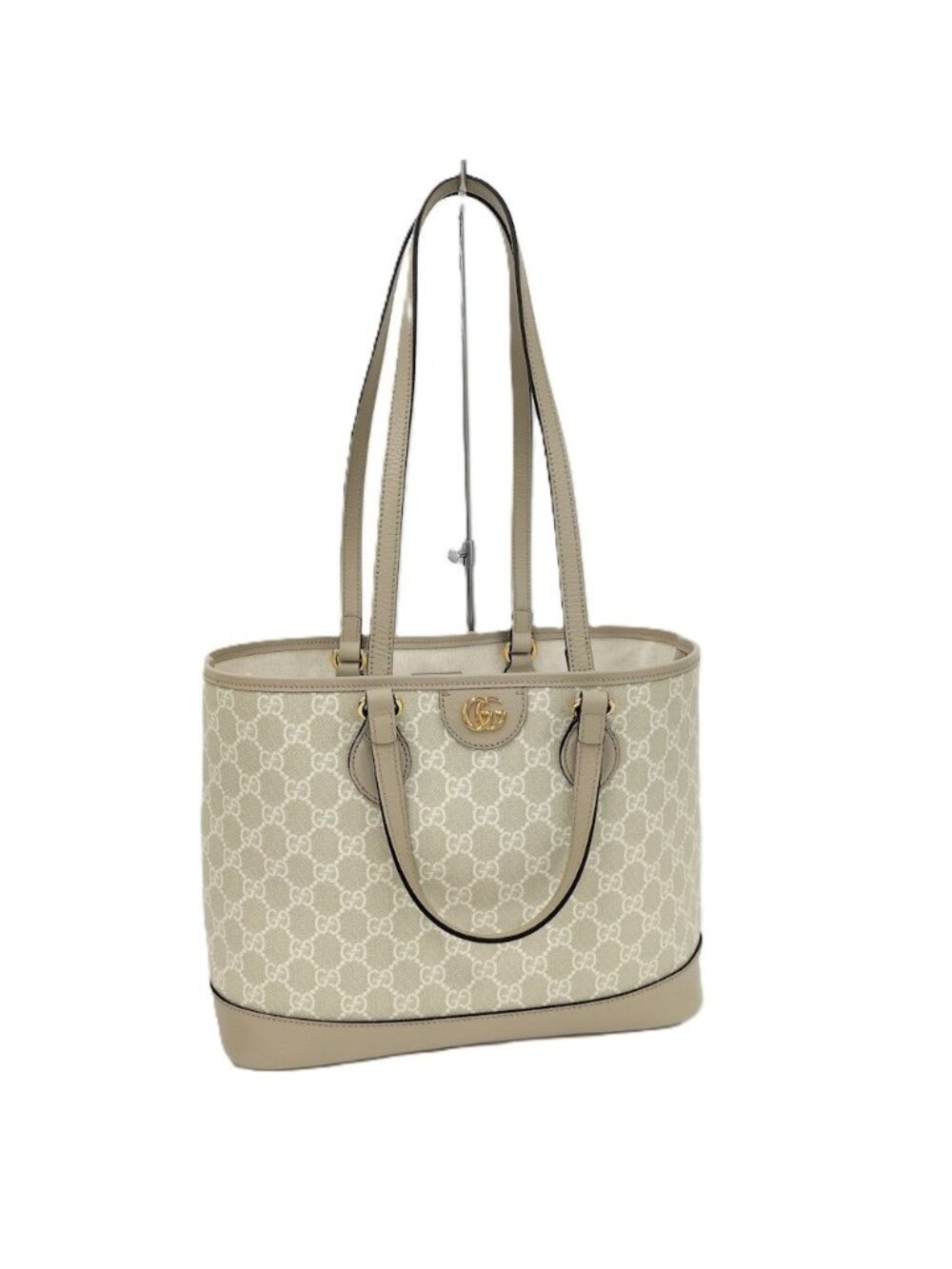 Gucci 2-Way Tote Bag Ophidia GG Supreme Leather Coating Beige